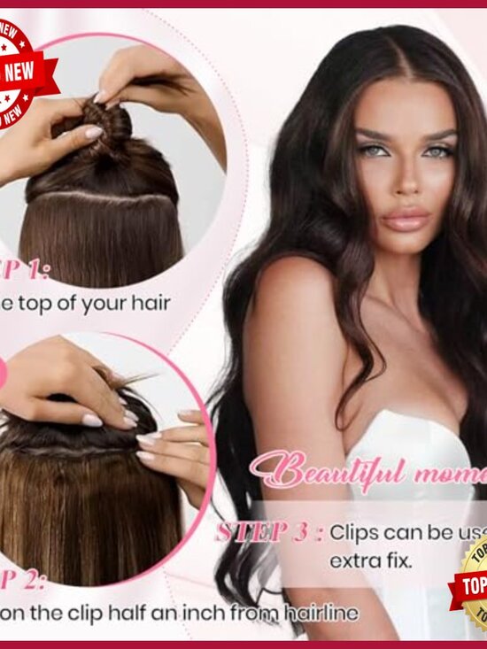 22 Inch Human Hair Clip-In Extensions, 110g Straight Double Weft